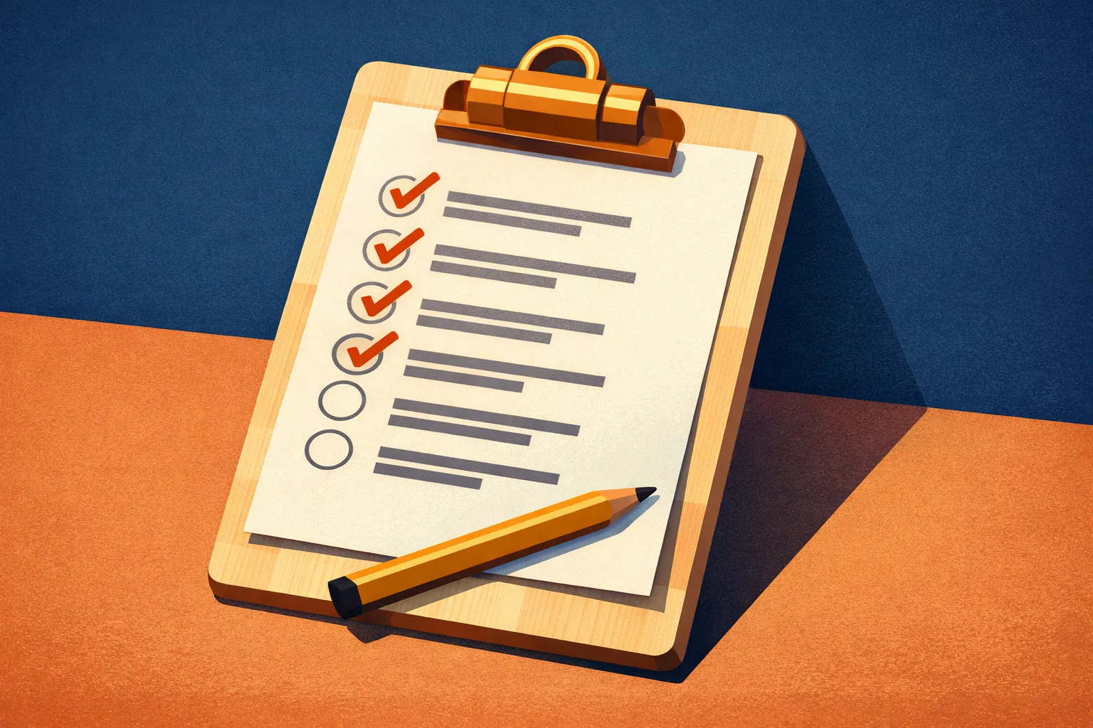 Illustration of a checklist, partially completed