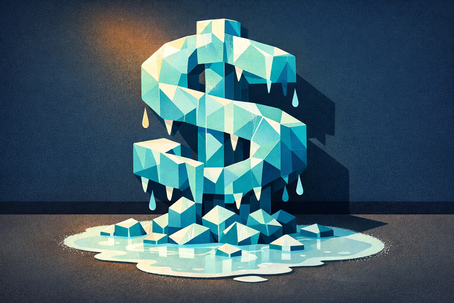 Melting Dollar Sign Ice Sculpture